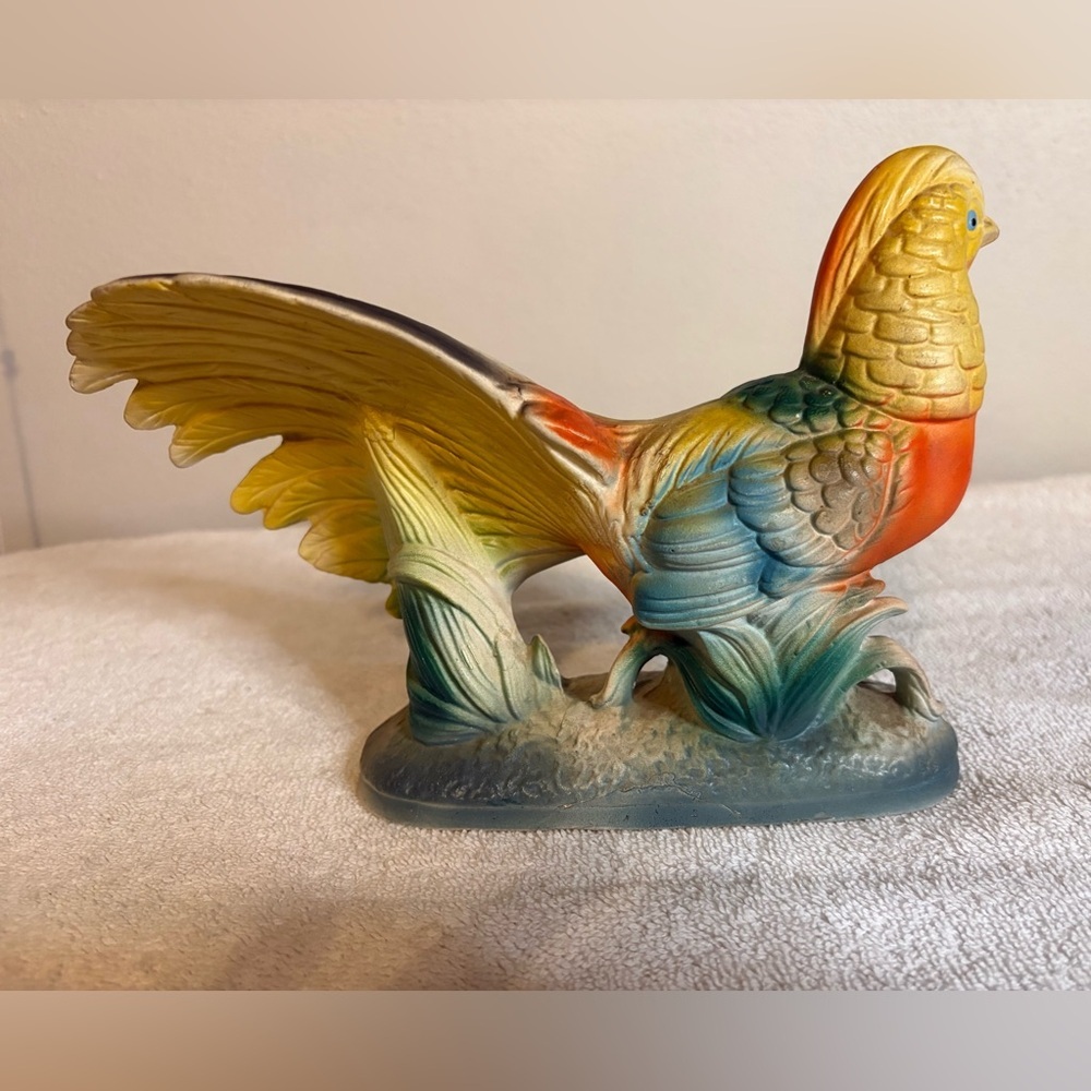 Vintage Chinese Chalkware Pheasant Statue - Picture 3 of 8